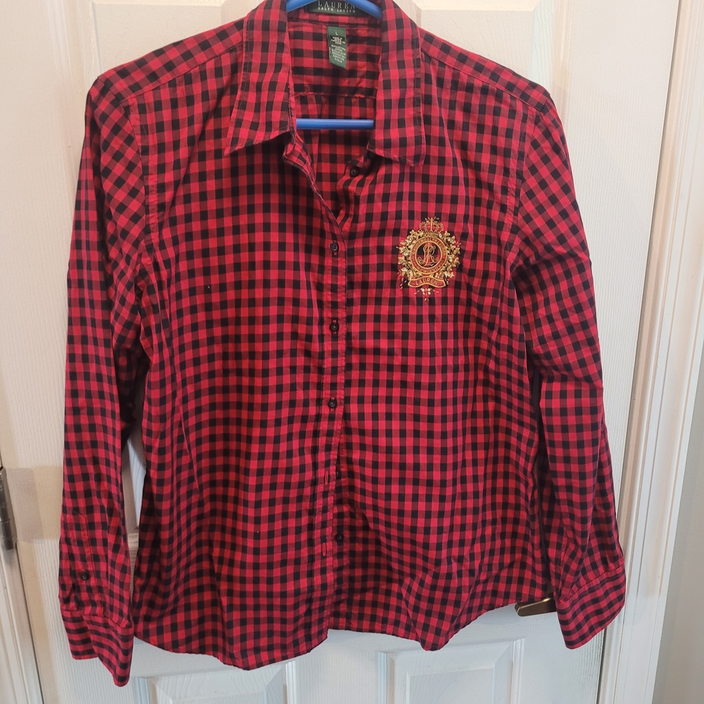 Polo by Ralph Lauren Red and Black Checkered Button Down Shirt